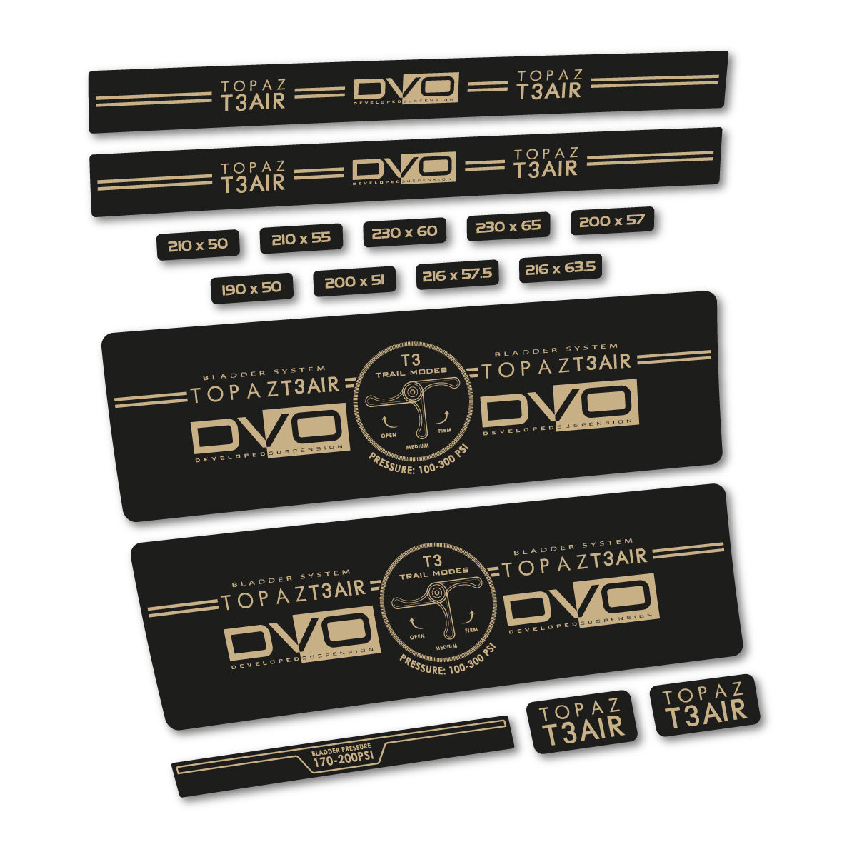 Stickers compatibles DVO Topaz T3 Air Green 2016-2017 pour amortisseur – autocollants vinyle - Sable
