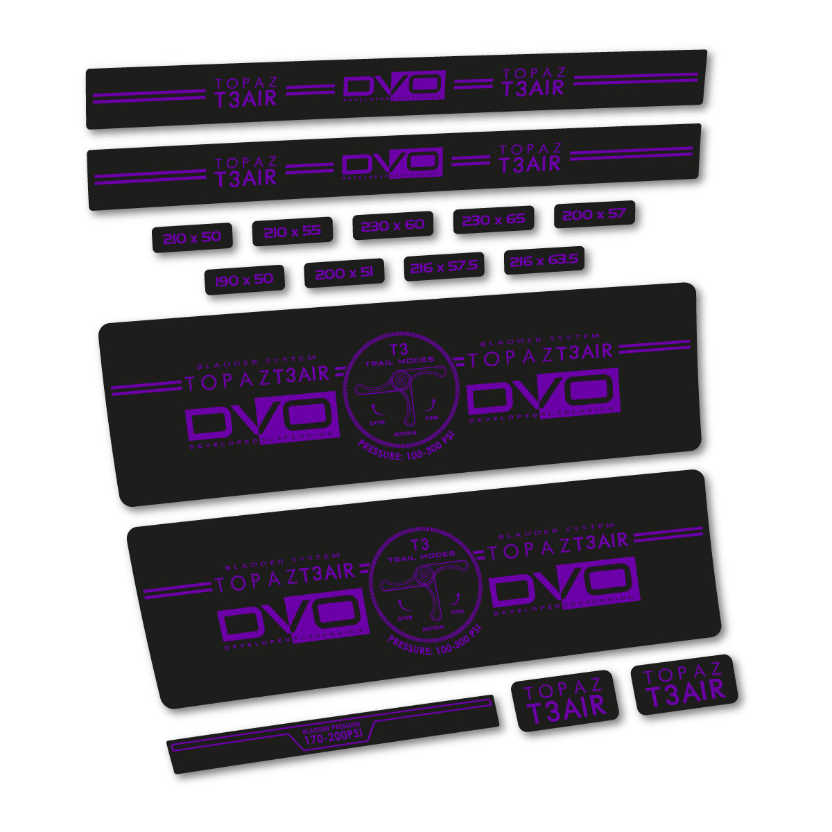 Violet decal for DVO Topaz T3 Air Green 2016-2017 rear shock – bike sticker vinyl