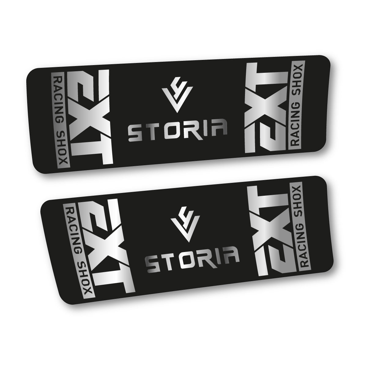 Stickers compatibles EXT Storia V4 2023 pour amortisseur – autocollants vinyle - Argent Chromé