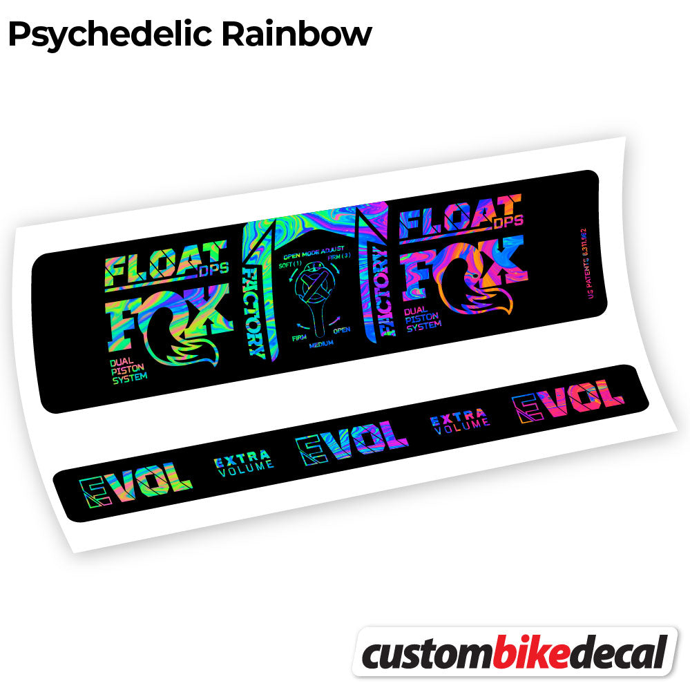 Psychedelic  Rainbow decal for Fox DPS Factory 3Pos 2021 rear shock – bike sticker vinyl