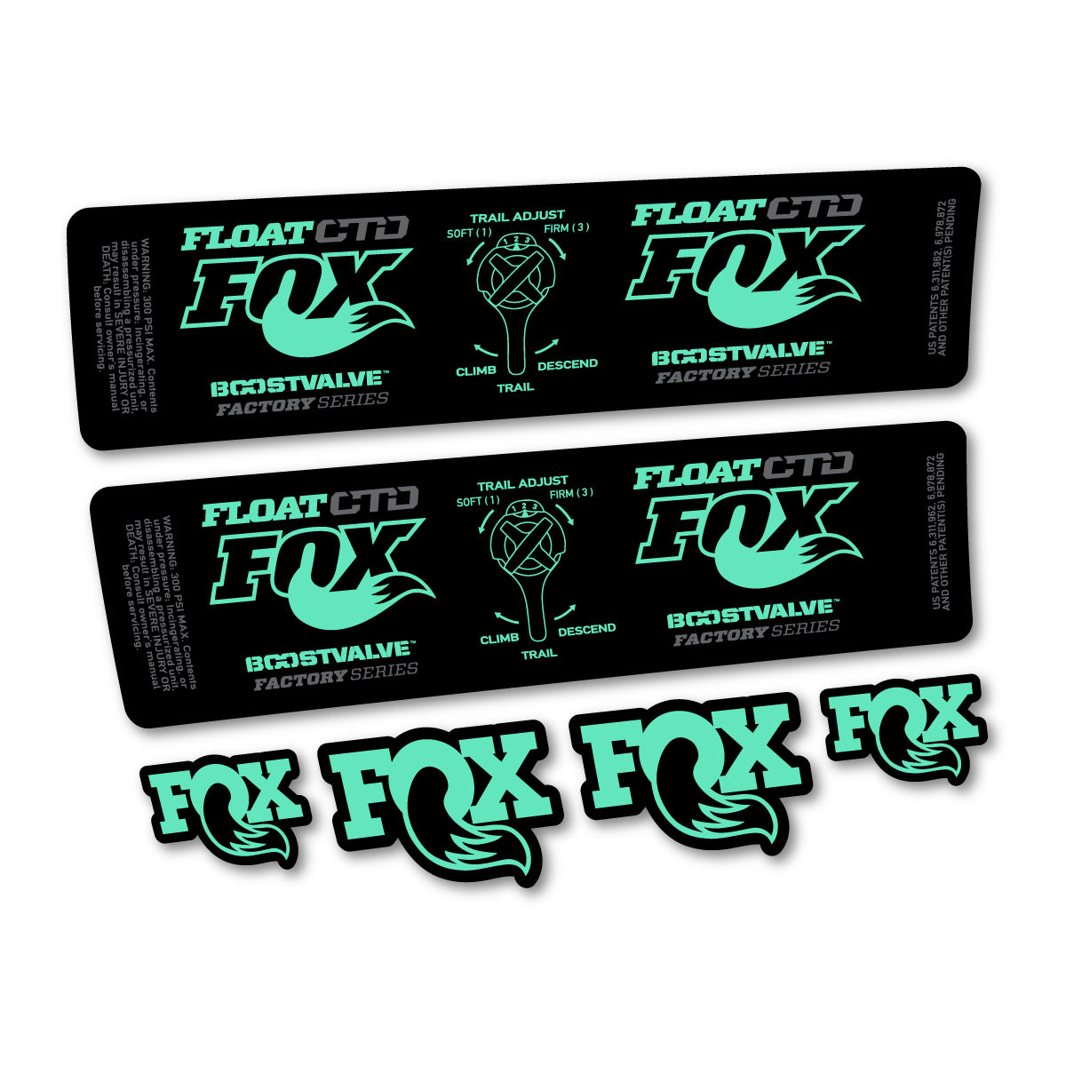 Stickers compatibles Fox Float CTD 2015 pour amortisseur – autocollants vinyle - Vert Menthe