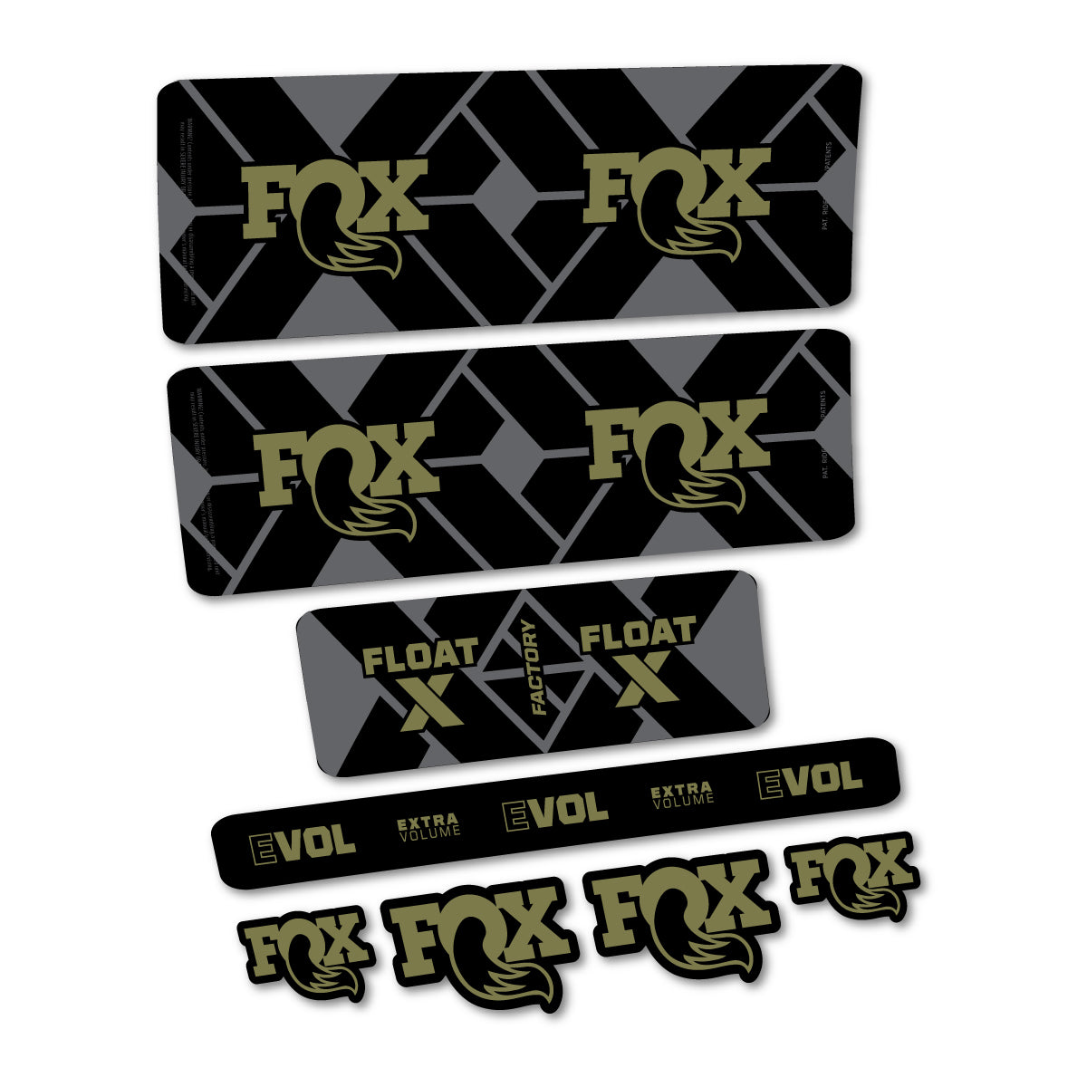 Stickers compatibles Fox Float X Factory 2027 pour amortisseur – autocollants vinyle - Kaki