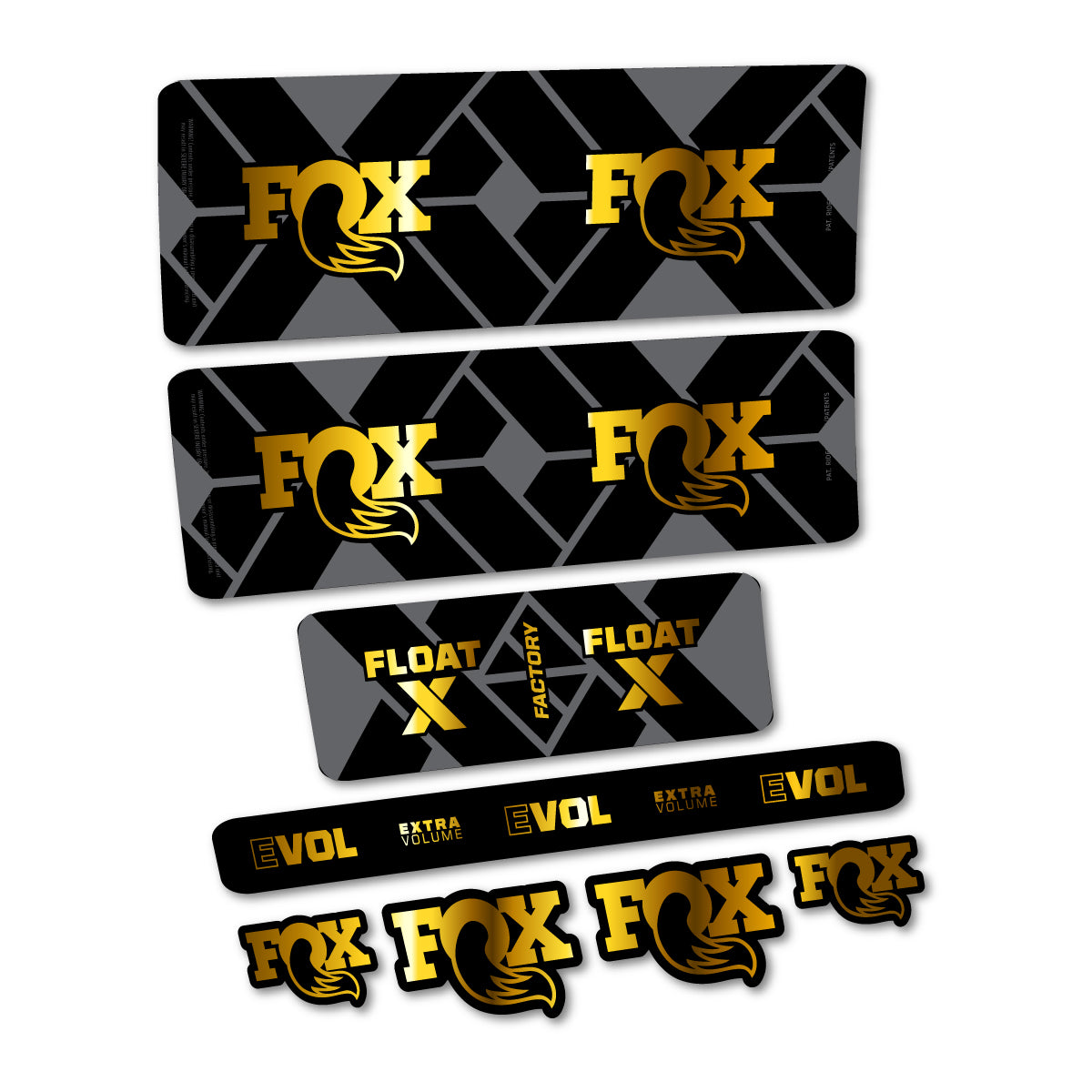 Stickers compatibles Fox Float X Factory 2027 pour amortisseur – autocollants vinyle - Or Chromé