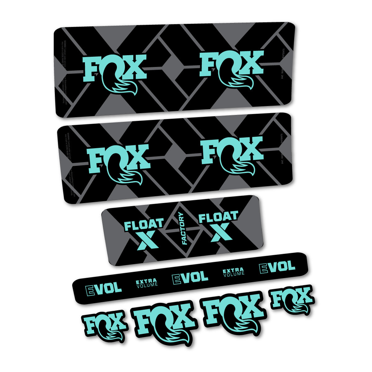 Stickers compatibles Fox Float X Factory 2027 pour amortisseur – autocollants vinyle - Turquoise Clair