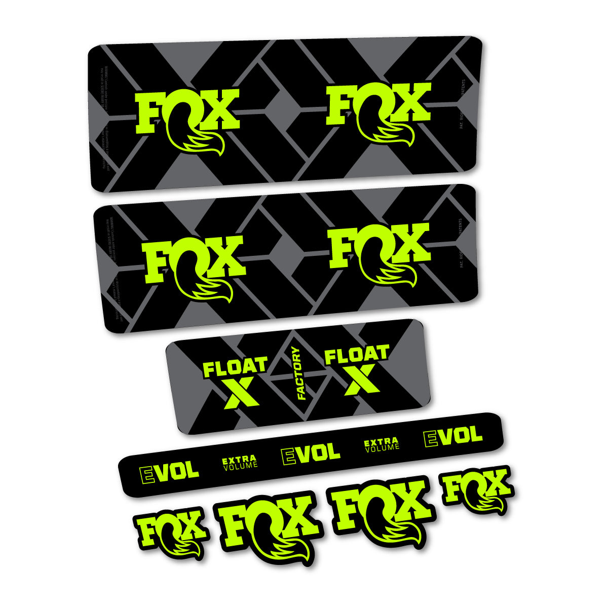 Stickers compatibles Fox Float X Factory 2027 pour amortisseur – autocollants vinyle - Vert Lime Fluo