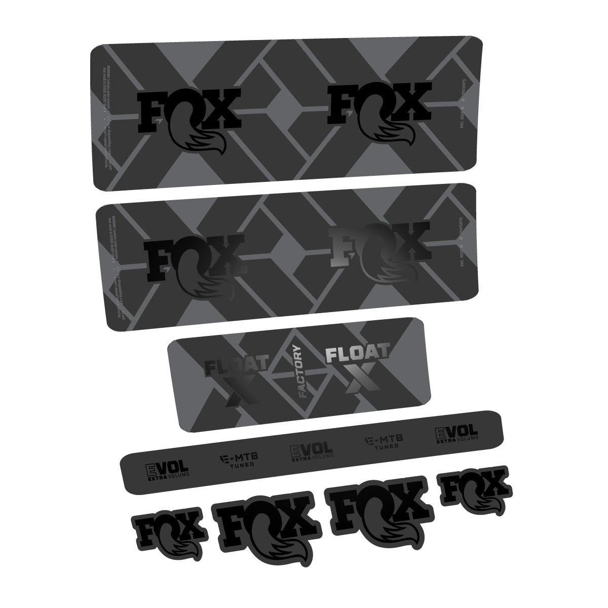 Stickers compatibles Fox Float X Factory E-MTB 2027 pour amortisseur – autocollants vinyle - Noir