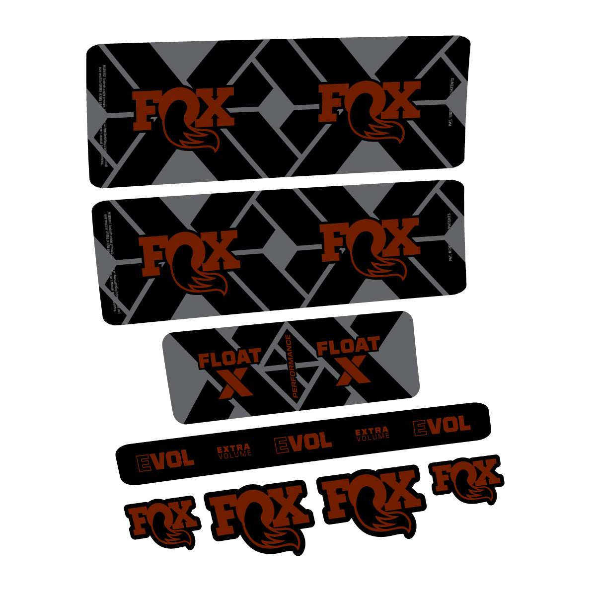 Stickers compatibles Fox Float X Performance 2027 pour amortisseur – autocollants vinyle - Marron