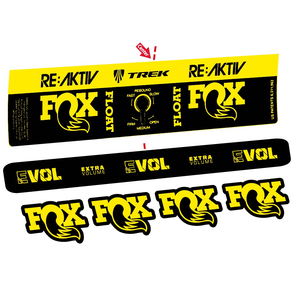 Stickers Fox Float Reactiv Trek compatibles Autocollants amortisseur