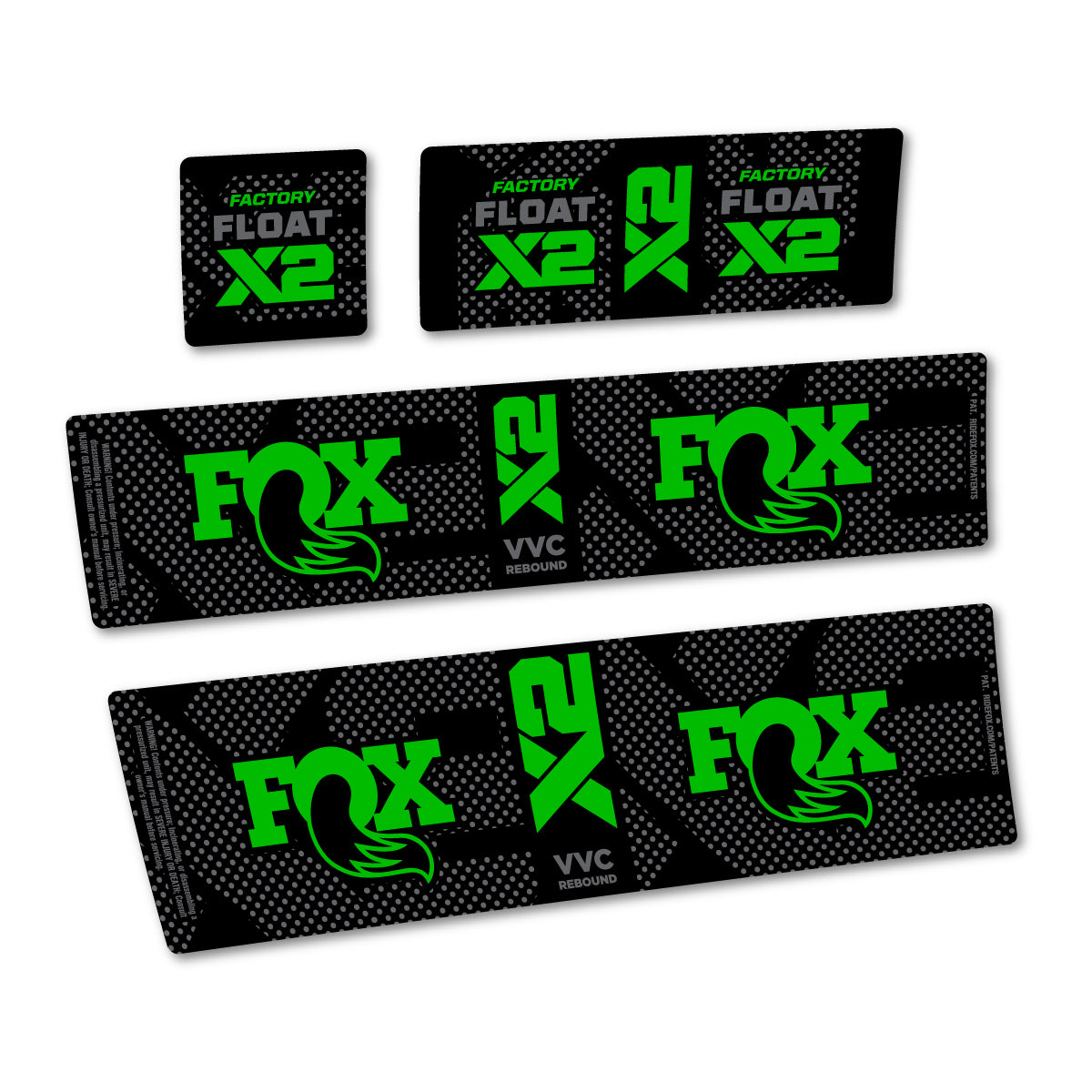 Stickers compatibles Fox Factory Float X2 pour amortisseur – autocollants vinyle - Vert Herbe