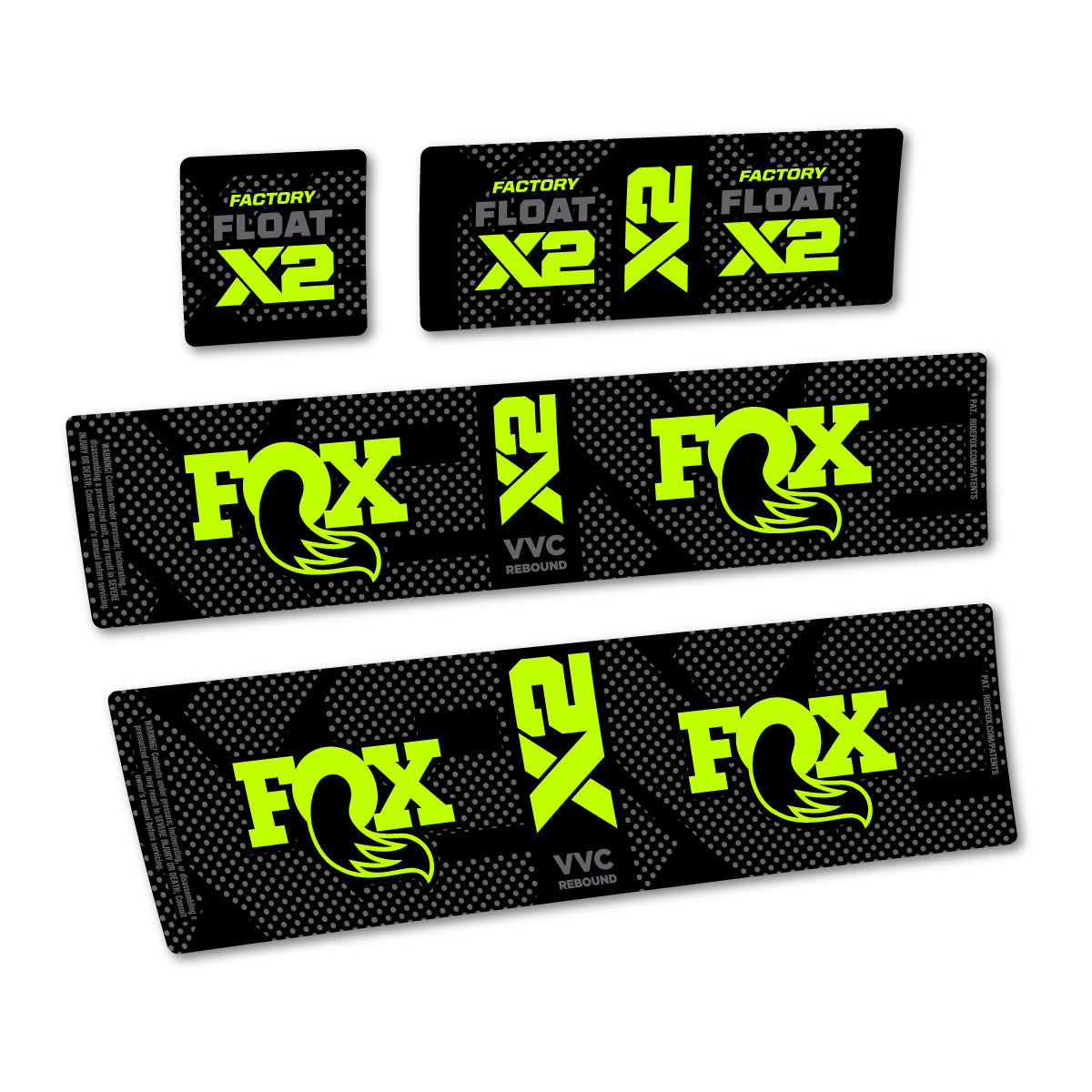 Stickers compatibles Fox Factory Float X2 pour amortisseur – autocollants vinyle - Vert Lime Fluo