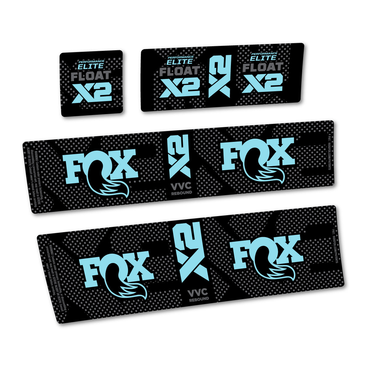 Stickers compatibles Fox Performance Elite Float X2 pour amortisseur – autocollants vinyle - Cyan Glacier