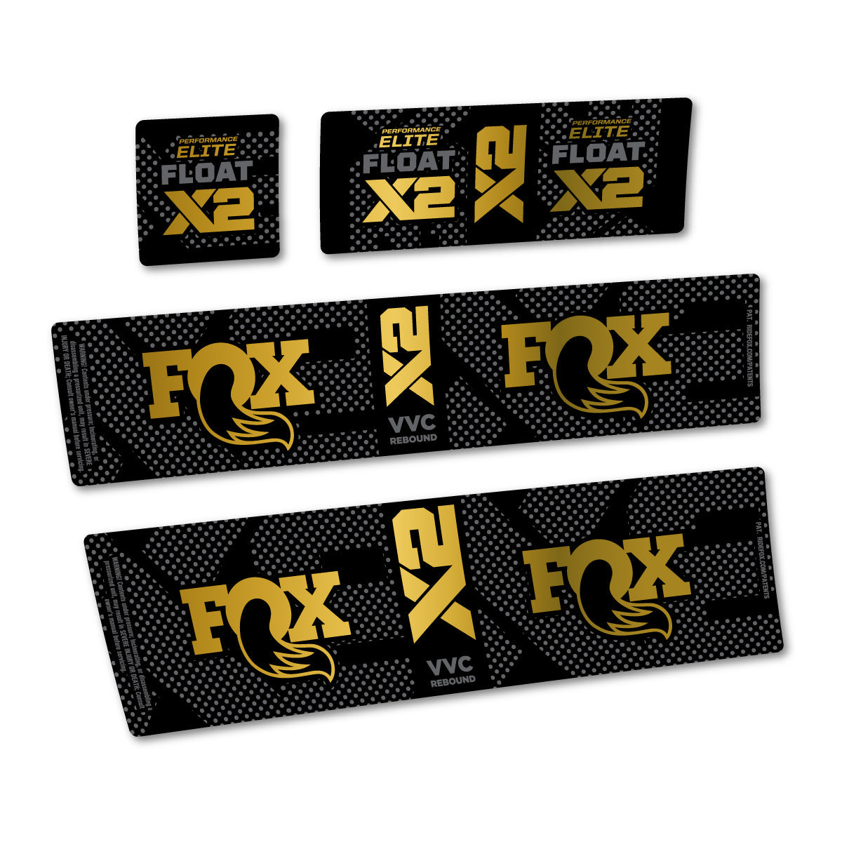 Gold decal for Fox Performance Elite Float X2 rear shock – bike sticker vinyl
