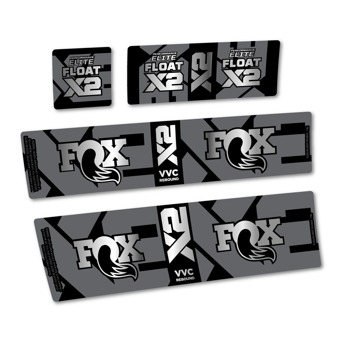 Stickers compatibles Fox Performance Elite Float X2 2026 pour amortisseur – autocollants vinyle - Argent Chromé