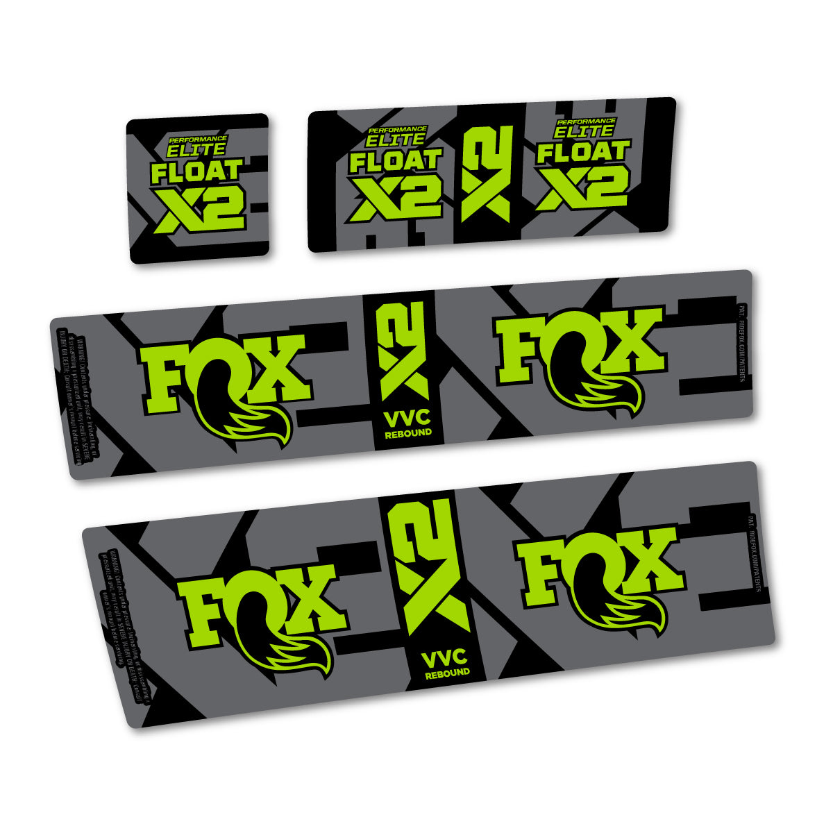 Stickers compatibles Fox Performance Elite Float X2 2026 pour amortisseur – autocollants vinyle - Vert Citron