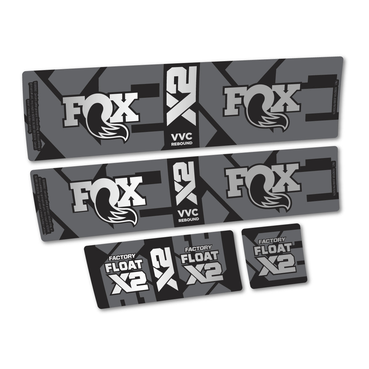Stickers compatibles Fox Factory Float X2 2026 pour amortisseur – autocollants vinyle - Argent