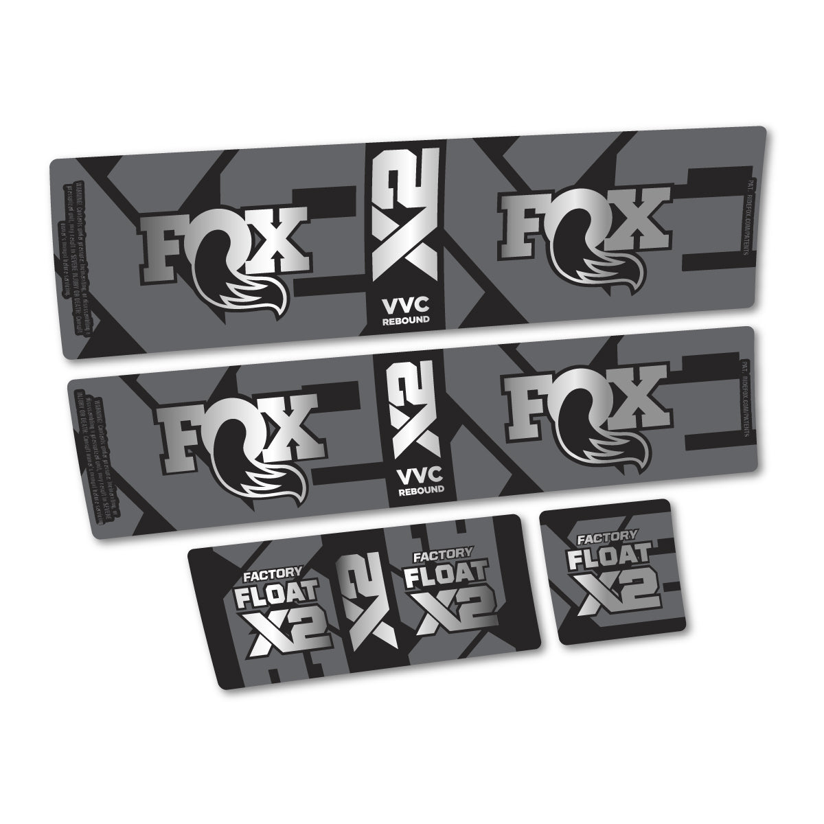 Stickers compatibles Fox Factory Float X2 2026 pour amortisseur – autocollants vinyle - Argent Chromé