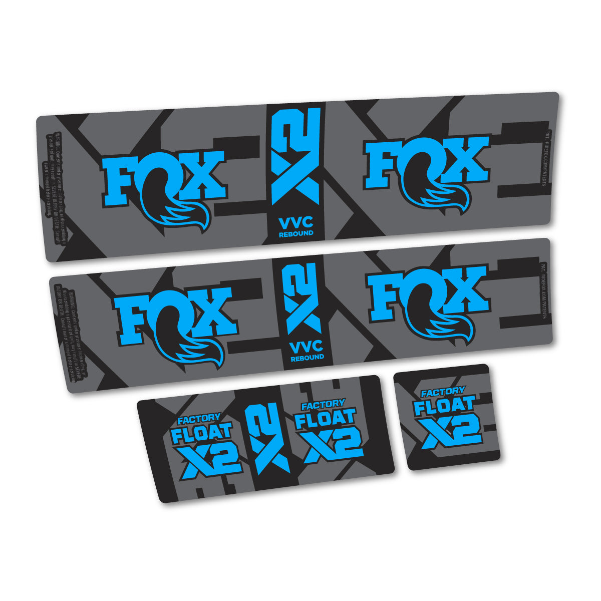 Stickers compatibles Fox Factory Float X2 2026 pour amortisseur – autocollants vinyle - Bleu Ciel