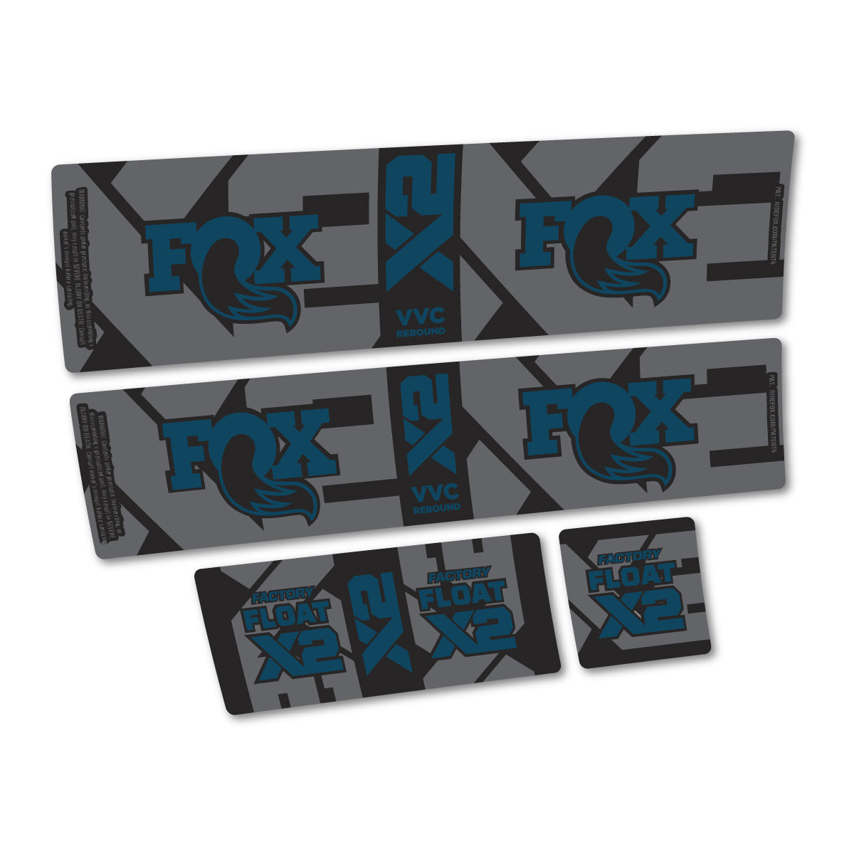 Stickers compatibles Fox Factory Float X2 2026 pour amortisseur – autocollants vinyle - Bleu Lac Foncé