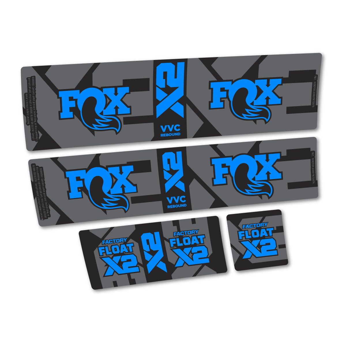 Stickers compatibles Fox Factory Float X2 2026 pour amortisseur – autocollants vinyle - Cyan Lumineux