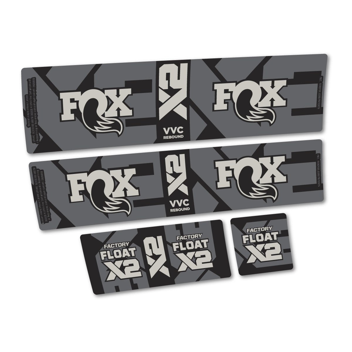 Stickers compatibles Fox Factory Float X2 2026 pour amortisseur – autocollants vinyle - Gris Pastel