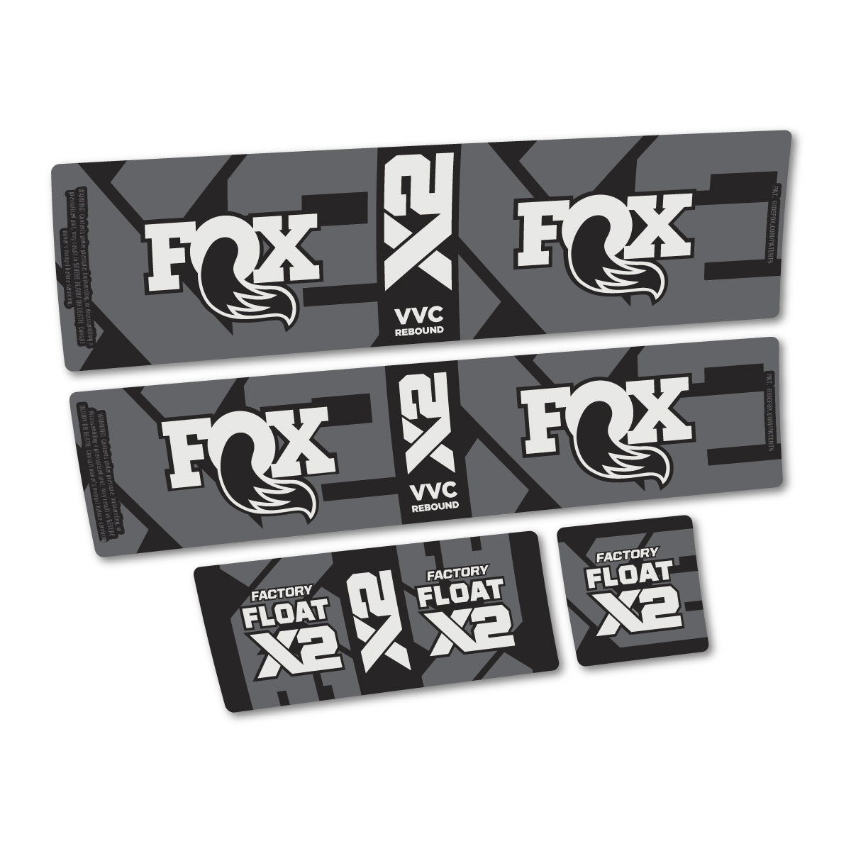 Stickers compatibles Fox Factory Float X2 2026 pour amortisseur – autocollants vinyle - Gris Perle