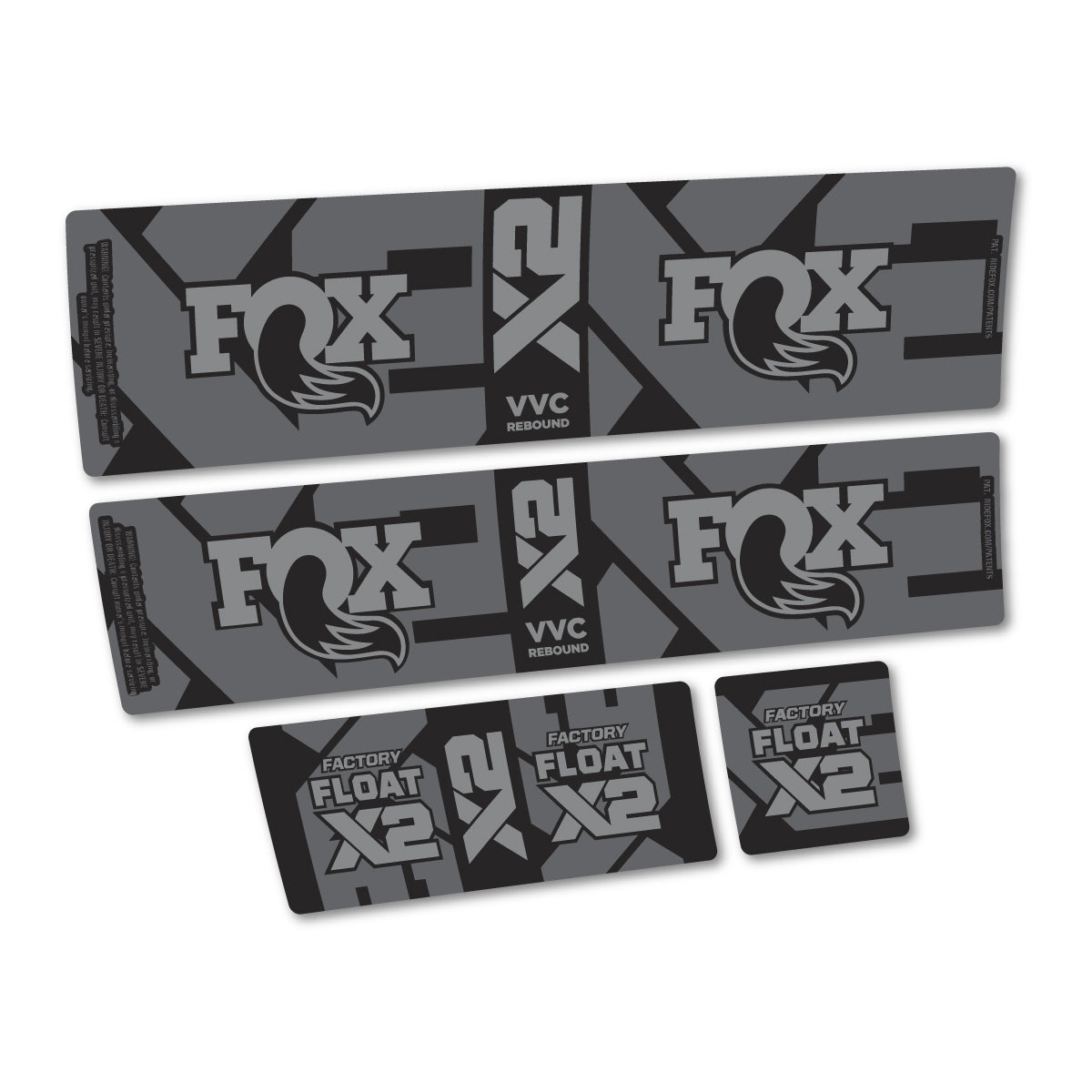 Stickers compatibles Fox Factory Float X2 2026 pour amortisseur – autocollants vinyle - Gris Souris