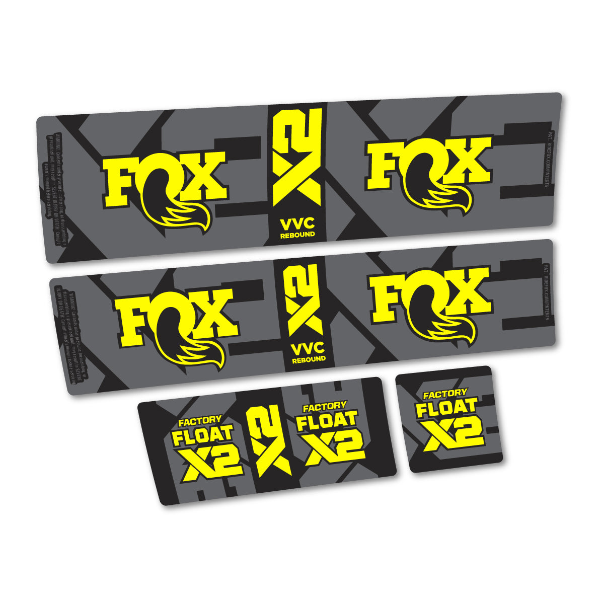 Stickers compatibles Fox Factory Float X2 2026 pour amortisseur – autocollants vinyle - Jaune Citron