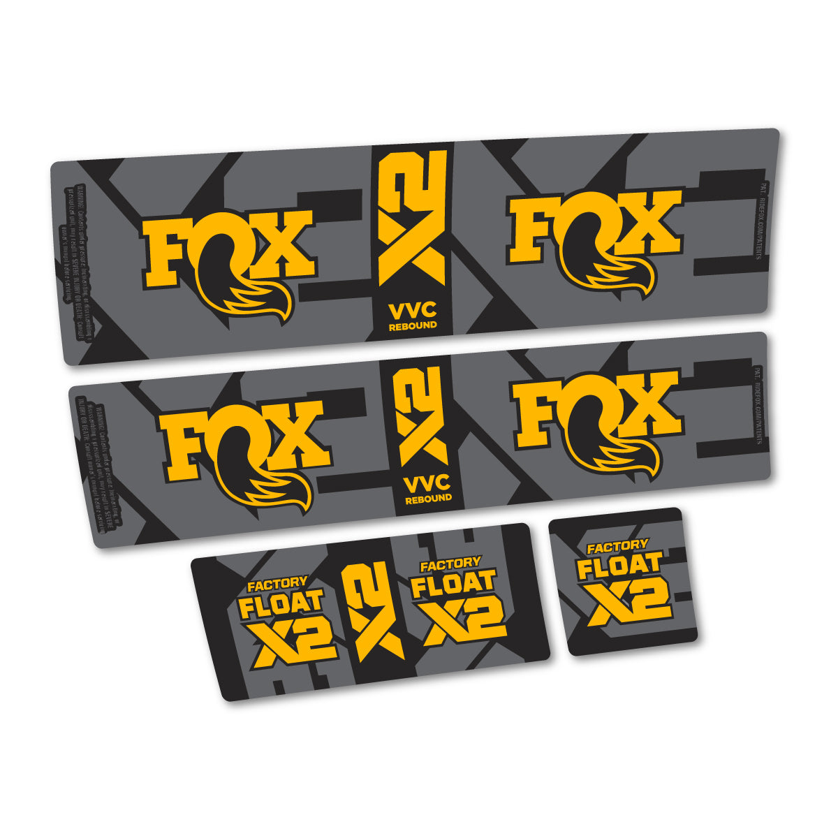 Stickers compatibles Fox Factory Float X2 2026 pour amortisseur – autocollants vinyle - Jaune Moyen