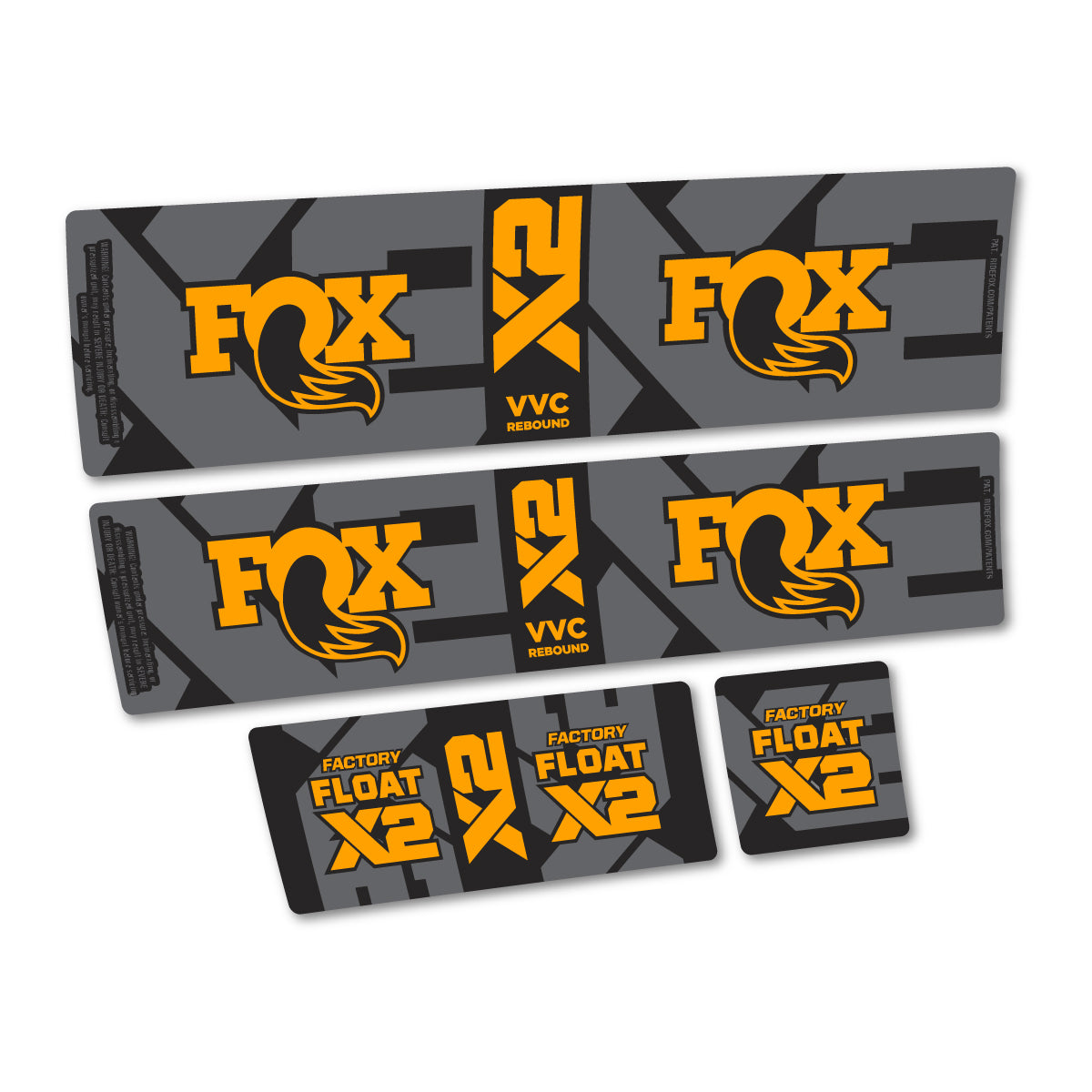 Stickers compatibles Fox Factory Float X2 2026 pour amortisseur – autocollants vinyle - Jaune Orangé