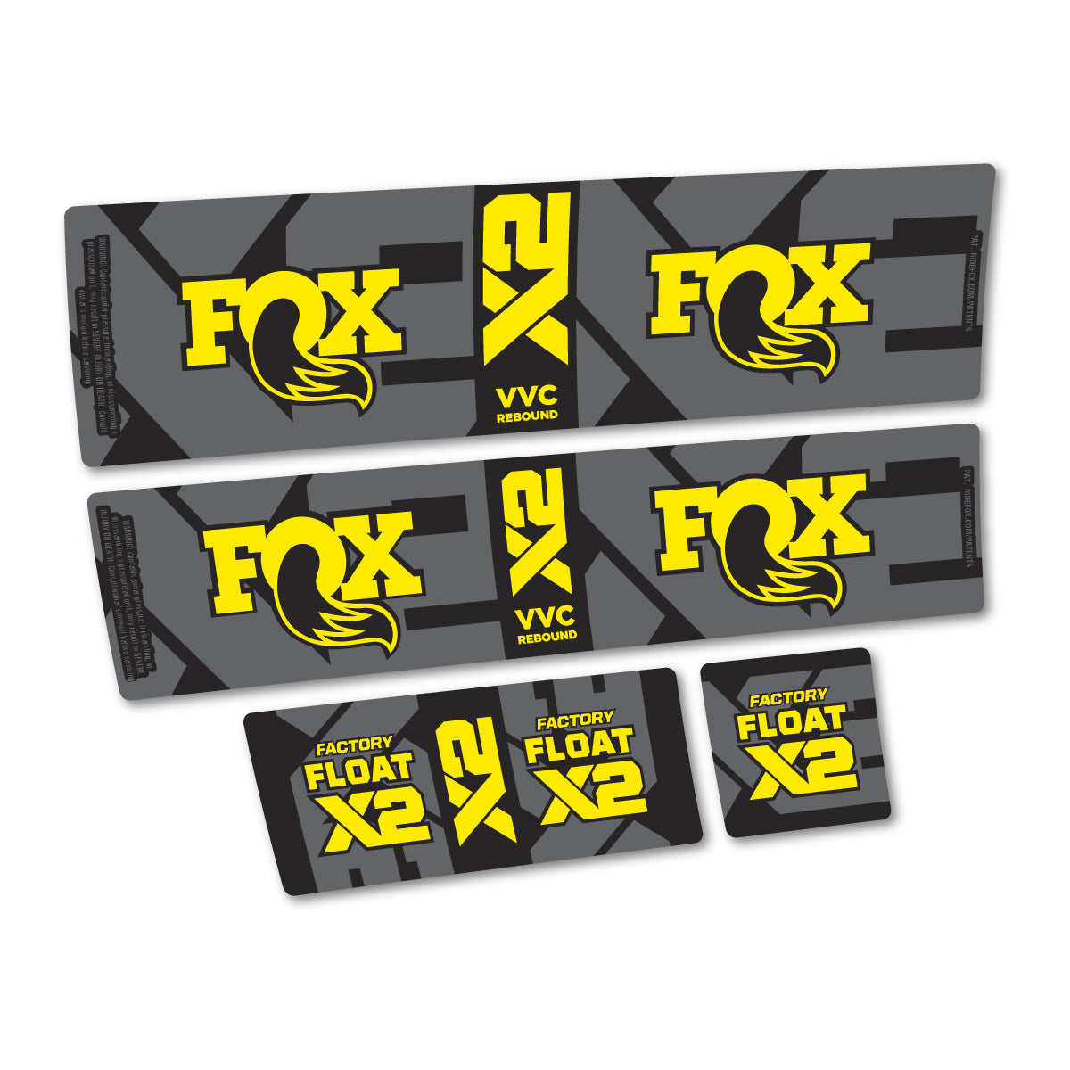 Stickers compatibles Fox Factory Float X2 2026 pour amortisseur – autocollants vinyle - Jaune Vif