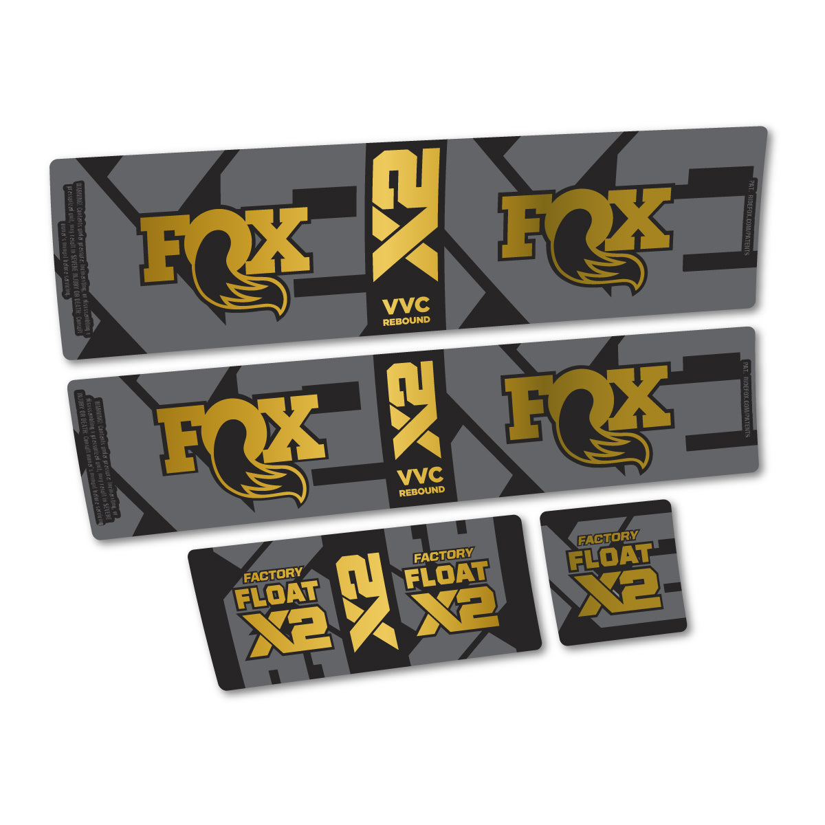 Stickers compatibles Fox Factory Float X2 2026 pour amortisseur – autocollants vinyle - Or