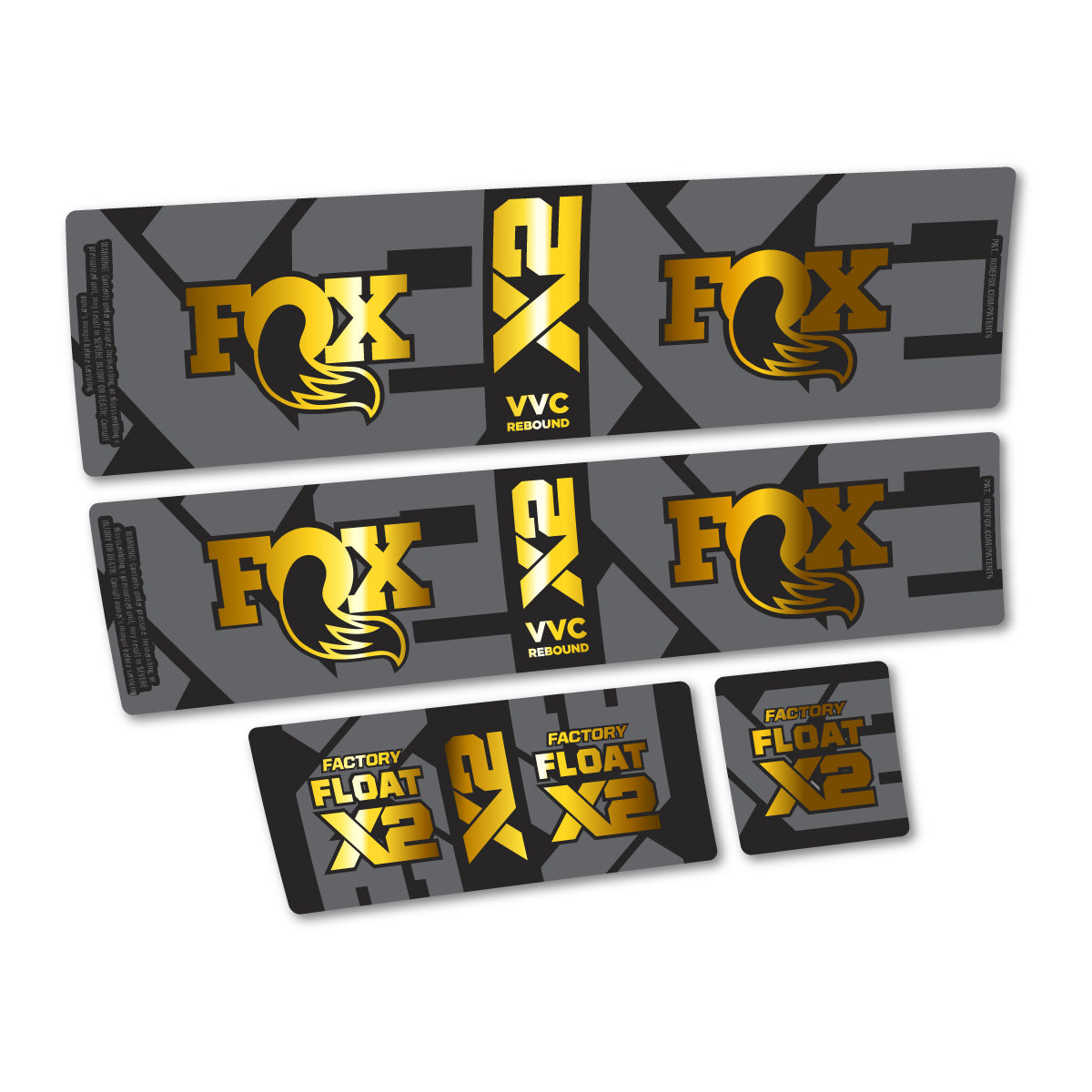 Stickers compatibles Fox Factory Float X2 2026 pour amortisseur – autocollants vinyle - Or Chromé