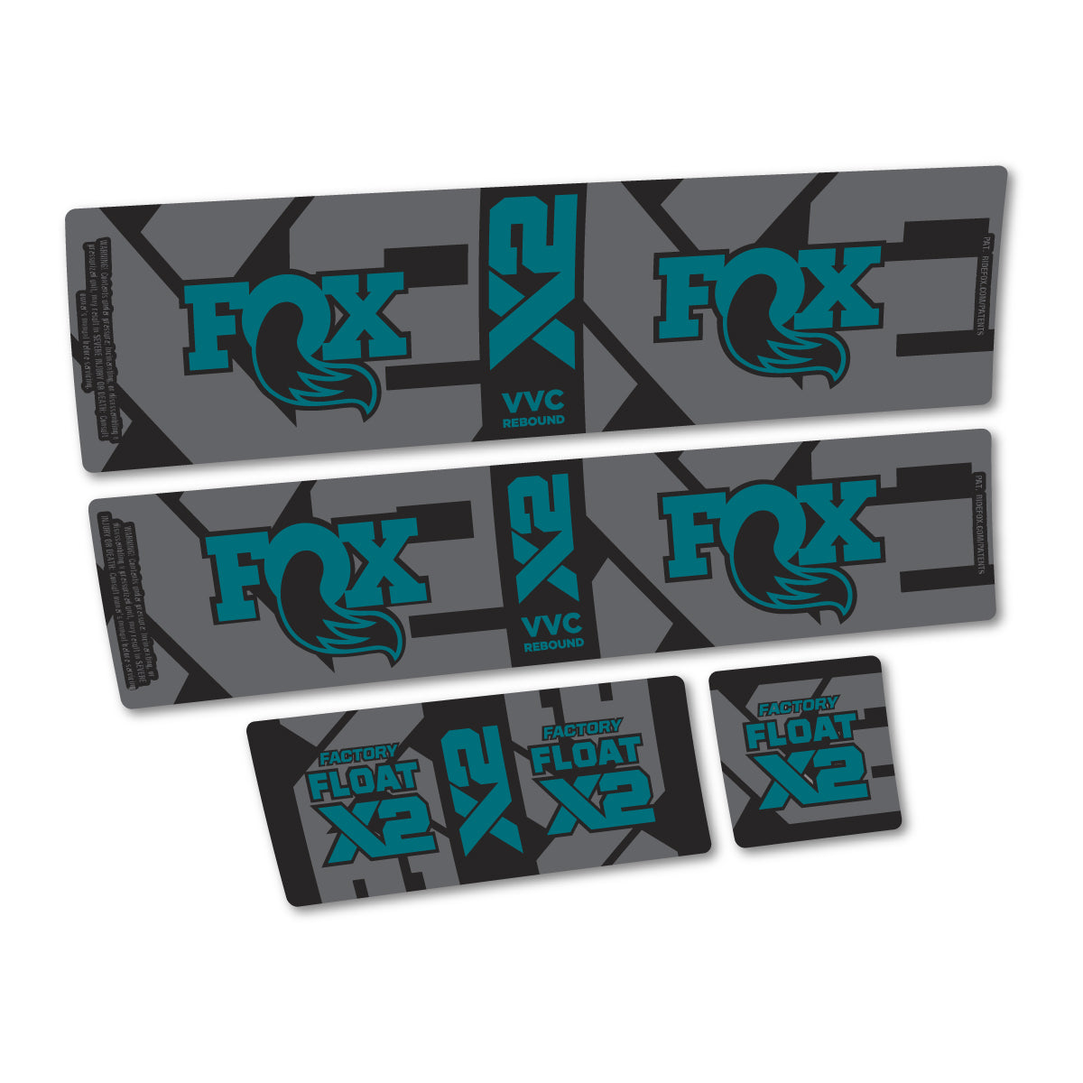 Stickers compatibles Fox Factory Float X2 2026 pour amortisseur – autocollants vinyle - Pétrole Foncé