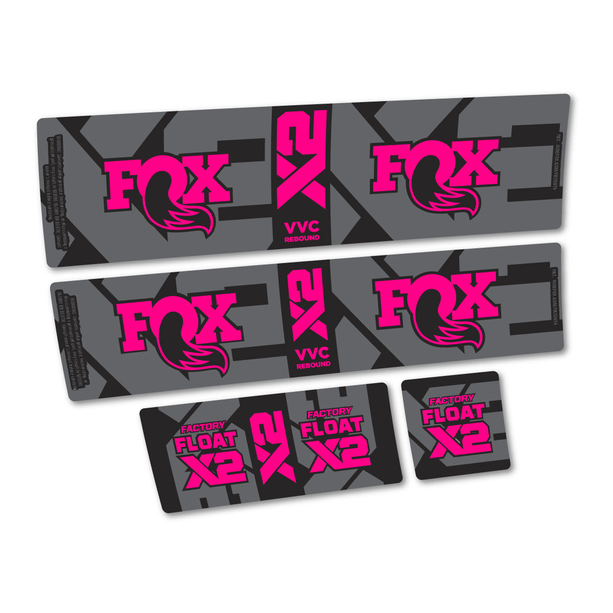 Stickers compatibles Fox Factory Float X2 2026 pour amortisseur – autocollants vinyle - Rose Fluo