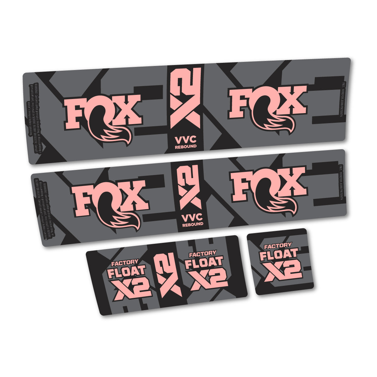 Stickers compatibles Fox Factory Float X2 2026 pour amortisseur – autocollants vinyle - Rose Saumon