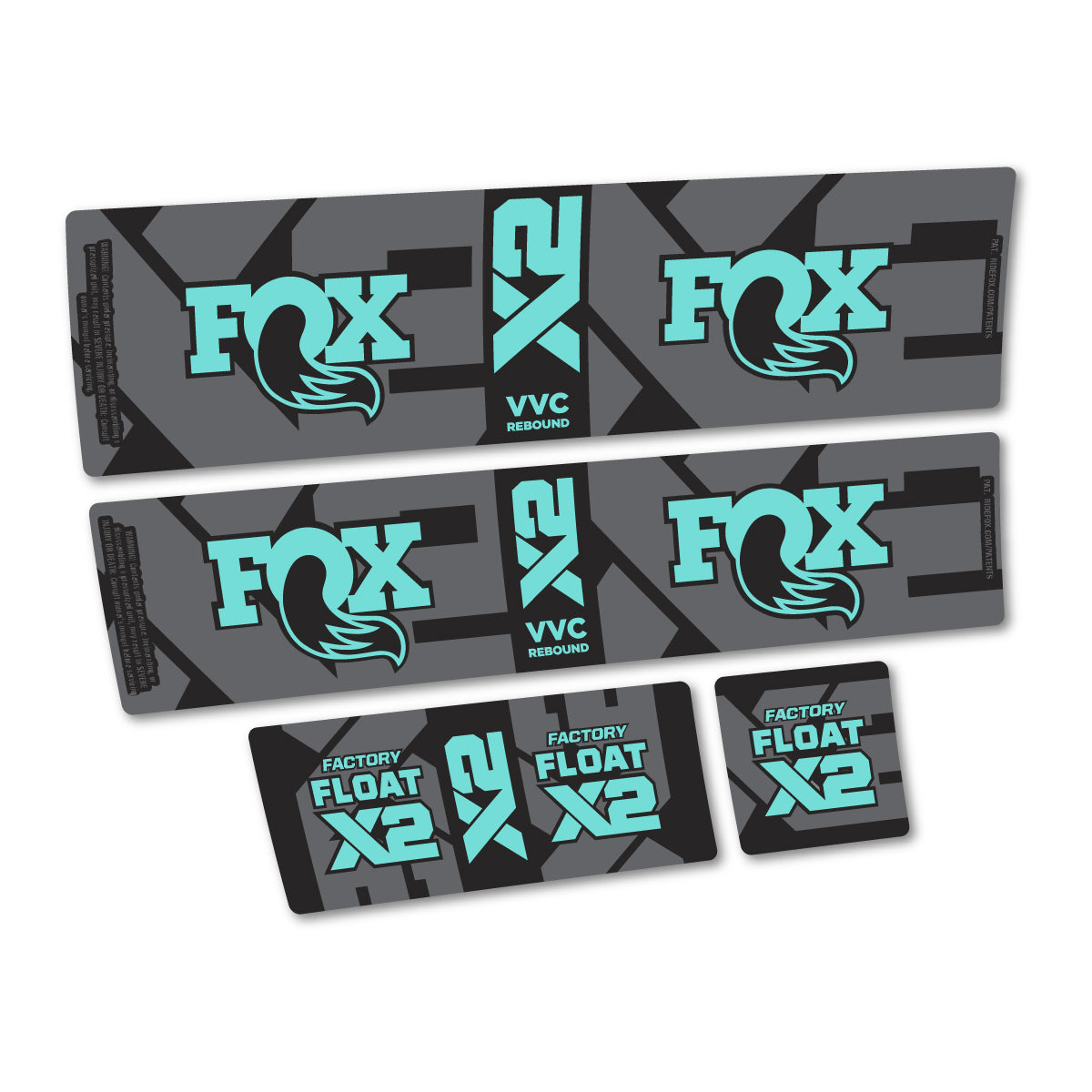 Stickers compatibles Fox Factory Float X2 2026 pour amortisseur – autocollants vinyle - Turquoise Clair