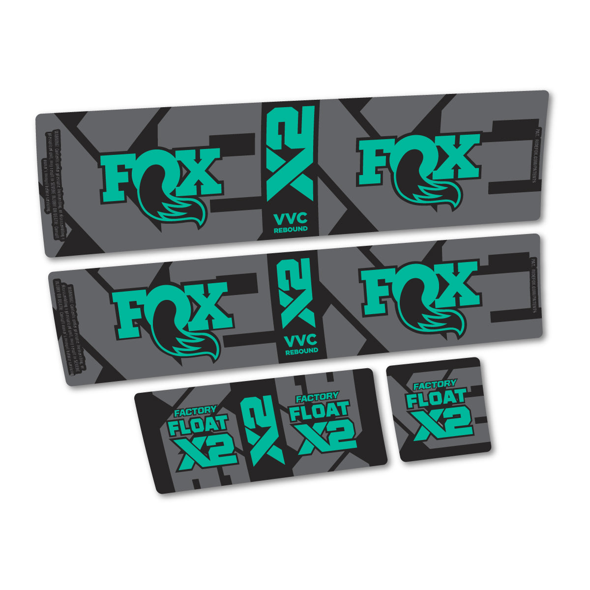 Stickers compatibles Fox Factory Float X2 2026 pour amortisseur – autocollants vinyle - Turquoise Vert