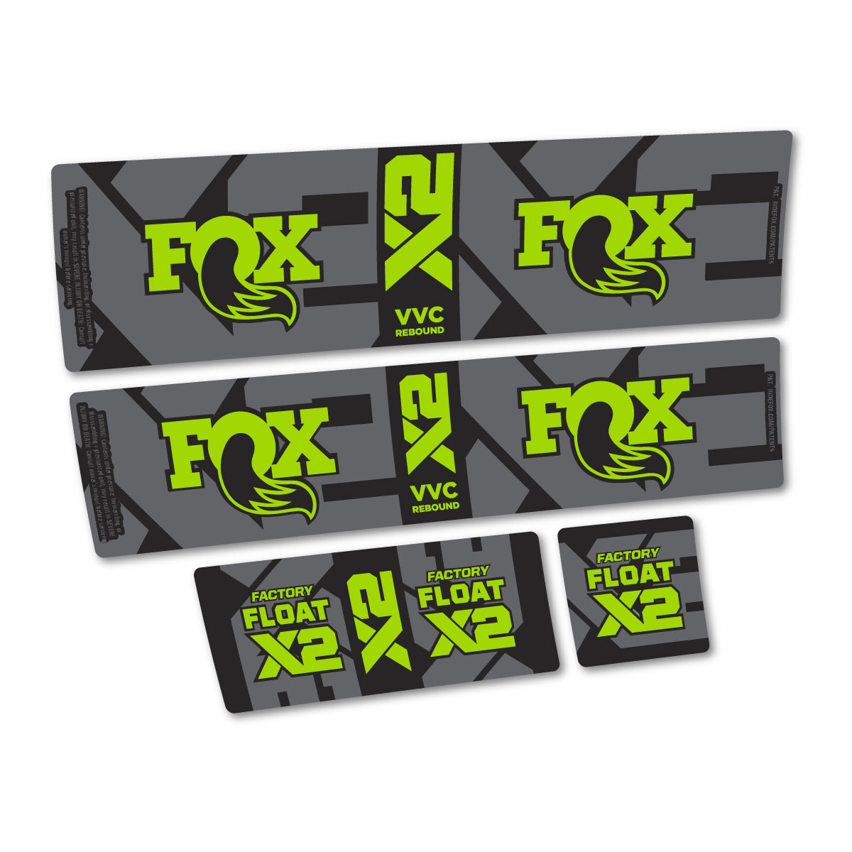 Stickers compatibles Fox Factory Float X2 2026 pour amortisseur – autocollants vinyle - Vert Citron