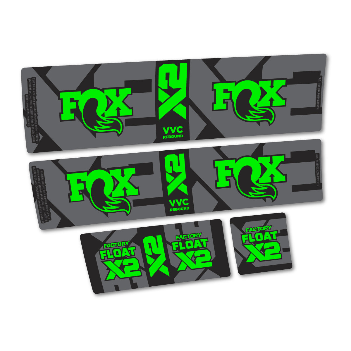 Stickers compatibles Fox Factory Float X2 2026 pour amortisseur – autocollants vinyle - Vert Fluo