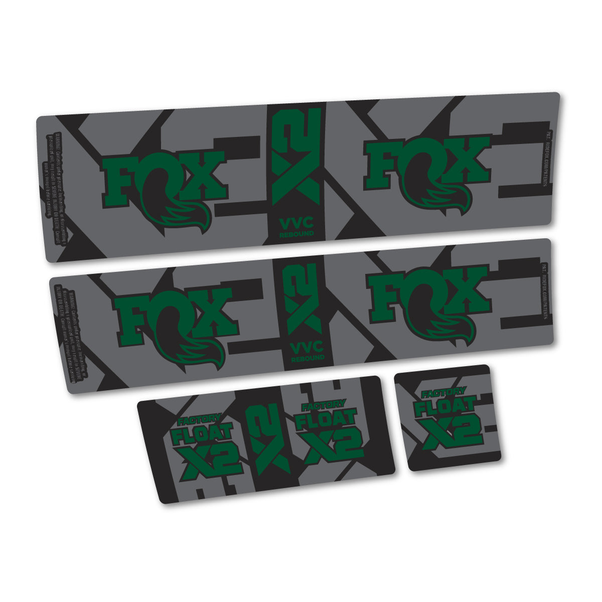 Stickers compatibles Fox Factory Float X2 2026 pour amortisseur – autocollants vinyle - Vert Foncé