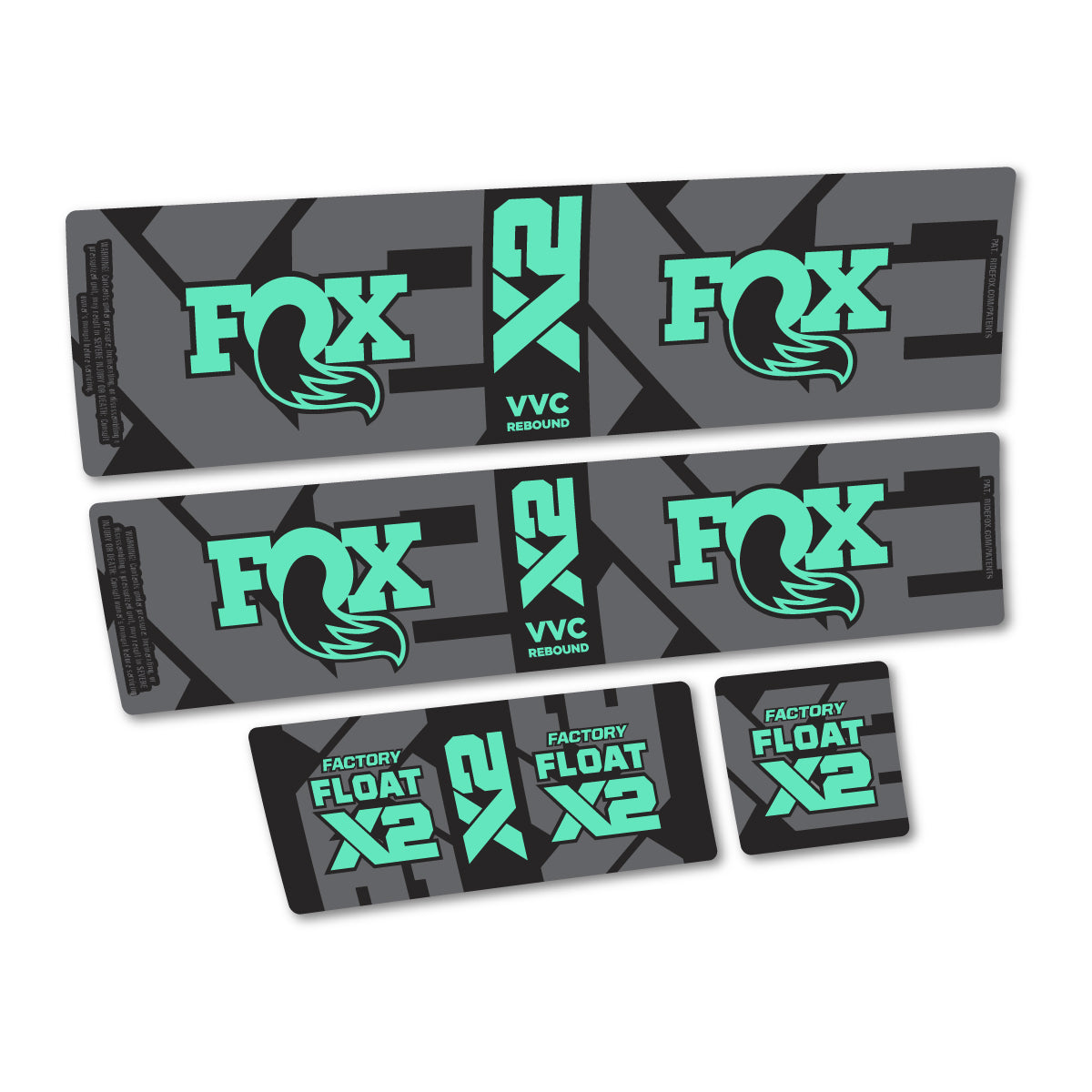 Stickers compatibles Fox Factory Float X2 2026 pour amortisseur – autocollants vinyle - Vert Menthe
