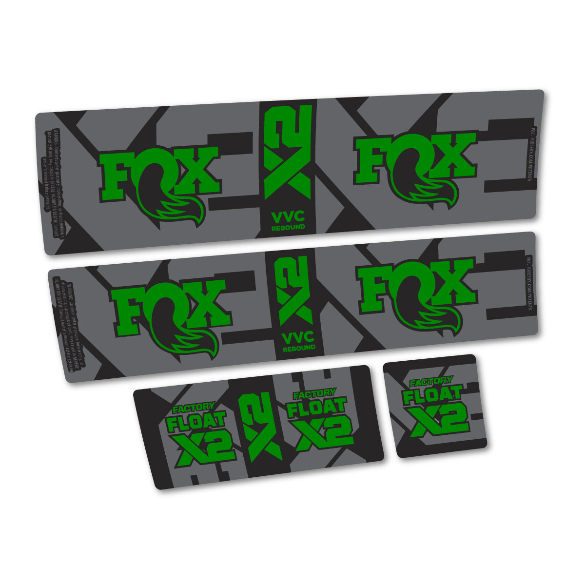 Stickers compatibles Fox Factory Float X2 2026 pour amortisseur – autocollants vinyle - Vert Moyen