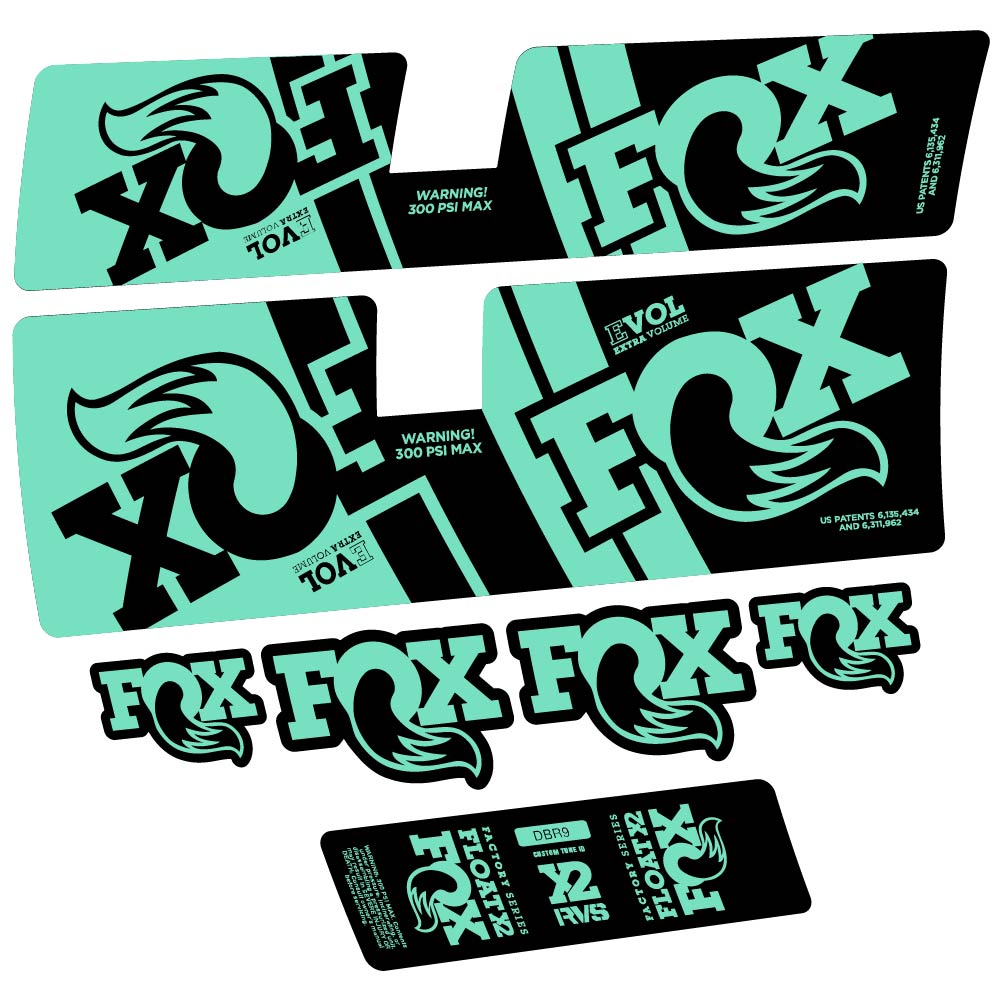 Stickers Fox Float X2 Factory DBR9 2019 compatibles Autocollants amortisseur