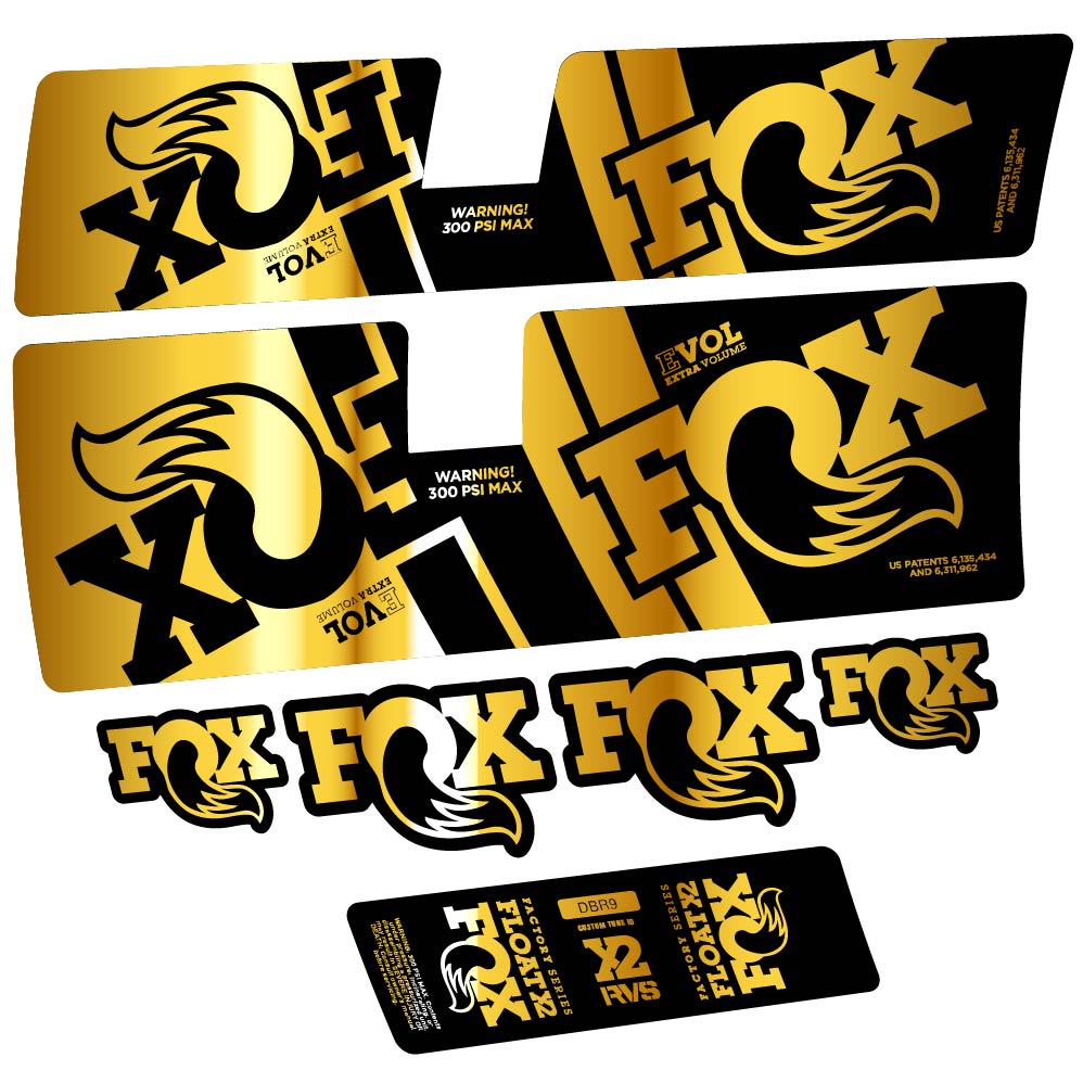 Stickers Fox Float X2 Factory DBR9 2019 compatibles Autocollants amortisseur