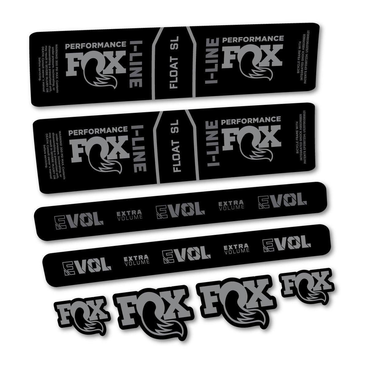 Stickers compatibles Fox Float SL Performance I Line pour amortisseur – autocollants vinyle - Gris Souris