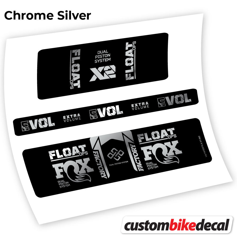 Chrome Silver decal for Fox Float DPS X2 2021 rear shock – bike sticker vinyl