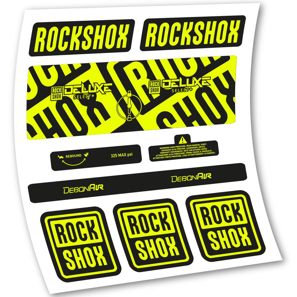 Stickers Rock Shox Deluxe Select+ compatibles Autocollants amortisseur VTT