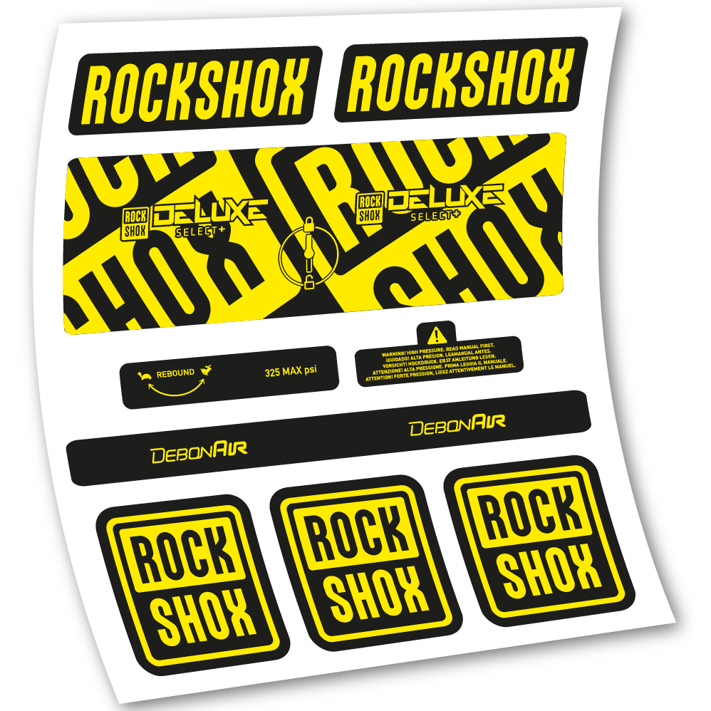 Stickers Rock Shox Deluxe Select+ compatibles Autocollants amortisseur VTT