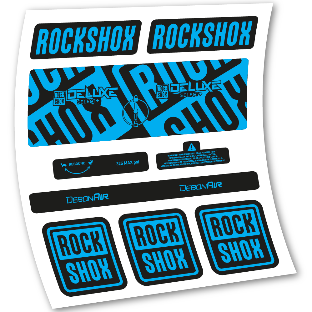 Stickers Rock Shox Deluxe Select+ compatibles Autocollants amortisseur VTT