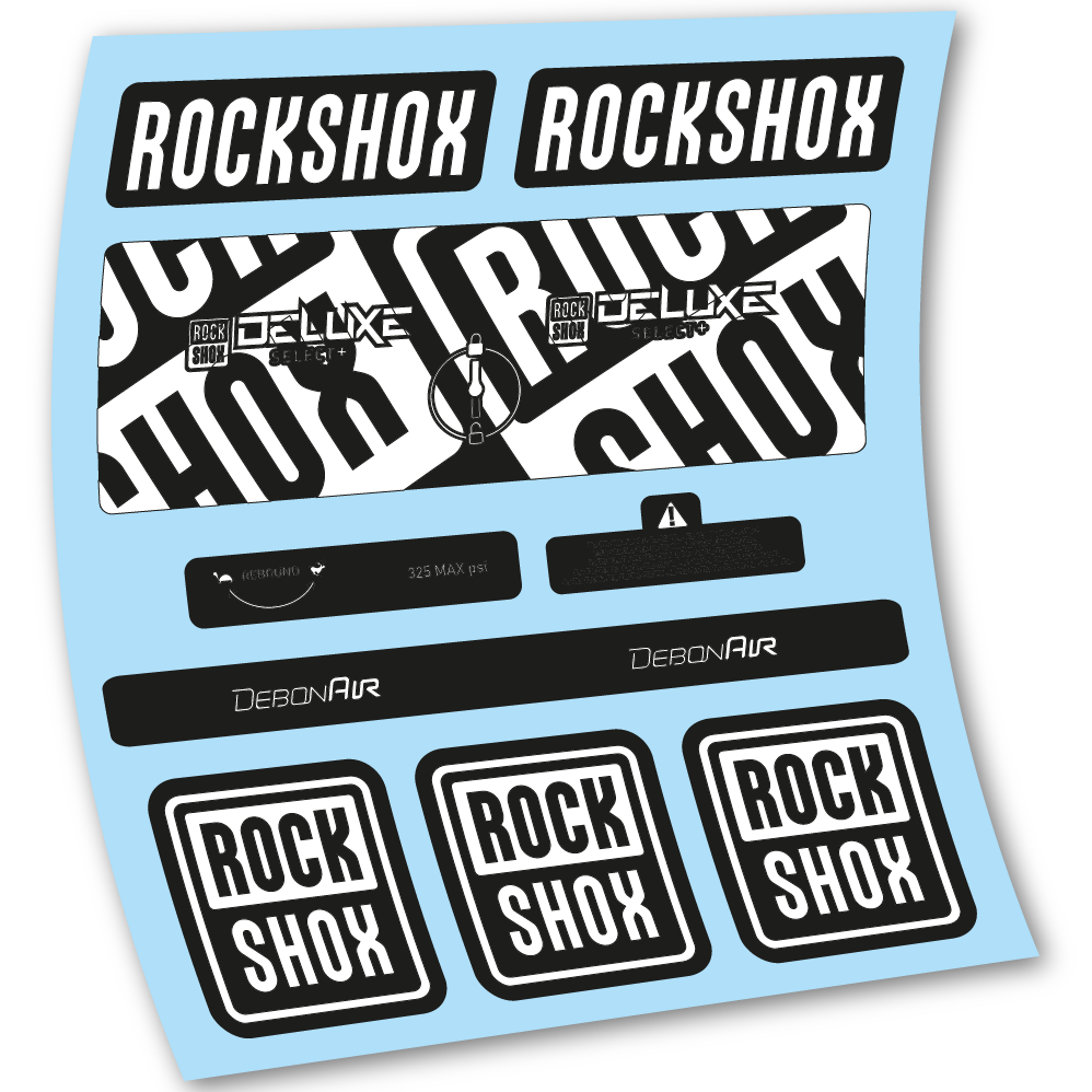 Stickers Rock Shox Deluxe Select+ compatibles Autocollants amortisseur VTT